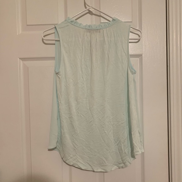 NWT Floral Ruffle Tie Neck Mixed Media Blouse - Picture 2 of 4